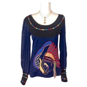 Save The Queen Native American Artsy Pullover Top